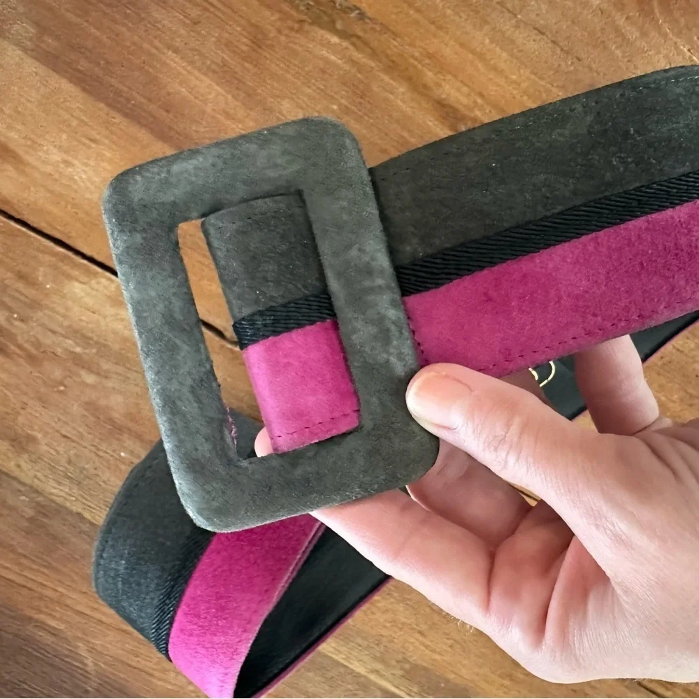 Vintage Carlisle Pink Gray Suede Belt - Picture 4 of 5